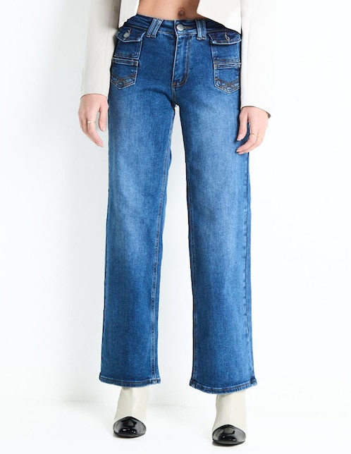 Jeans relaxed wide leg para mujer 1
