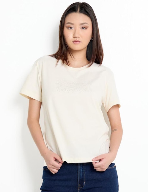 Playera manga larga Oggi cuello redondo para mujer