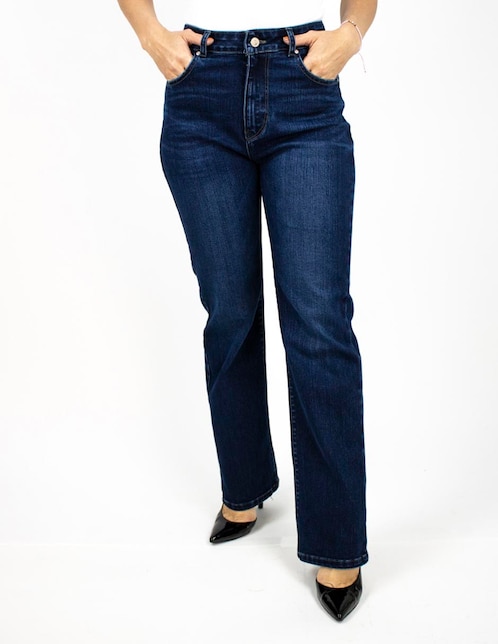 Jeans straight a la cintura para mujer 1