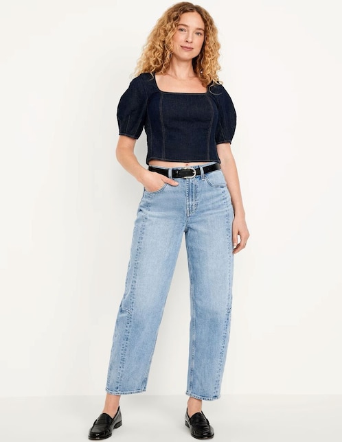 Jeans barrel para mujer 1