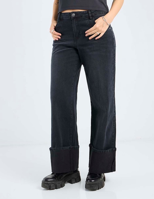 Jeans relaxed wide leg para mujer 1
