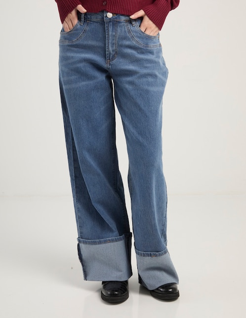 Jeans relaxed wide leg para mujer 1