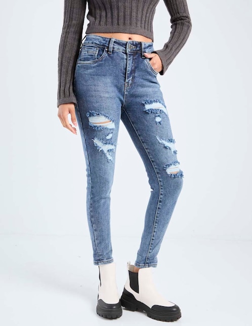Jeans relaxed skinny para mujer 1