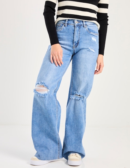 Jeans relaxed wide leg para mujer 1