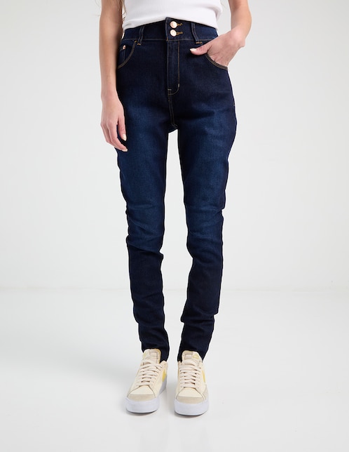 Jeans ultra skinny corte cintura alta para mujer 1
