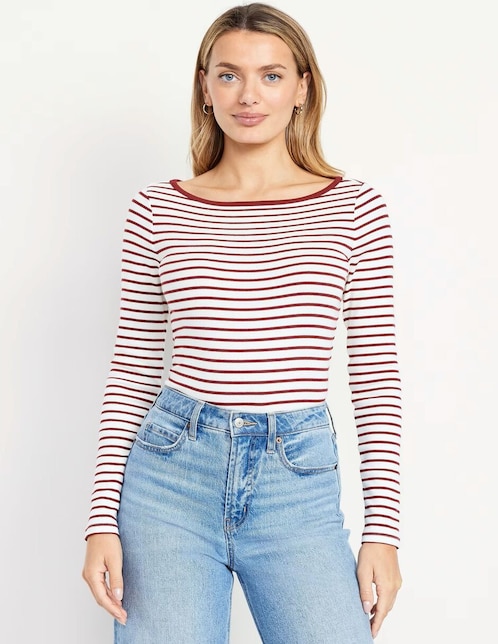 Playera manga larga Old Navy cuello ojal para mujer