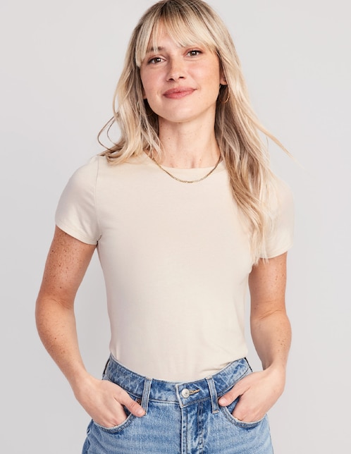 Playera manga corta cuello redondo para mujer 1