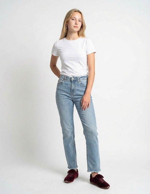 Jeans straight cintura para mujer 1