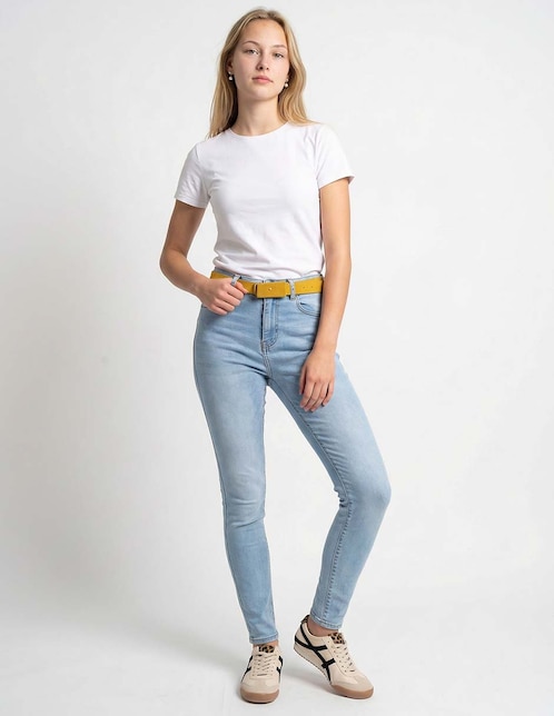 Jeans skinny corte cintura para mujer 1