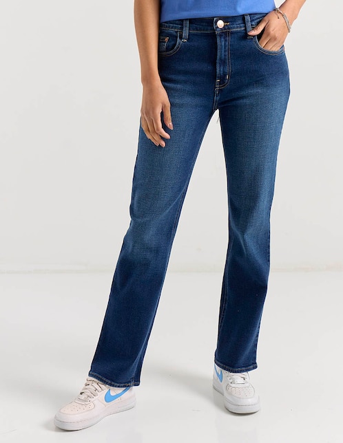 Jeans straight cintura alta para mujer 1