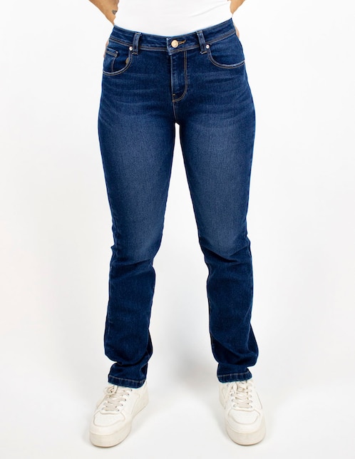 Jeans straight a la cintura para mujer 1