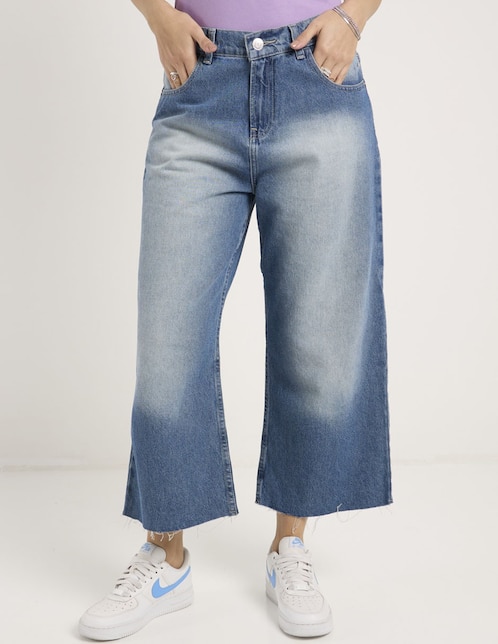 Jeans acampanado wide leg para mujer 1