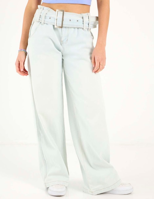 Jeans relaxed wide leg cintura media para mujer 1