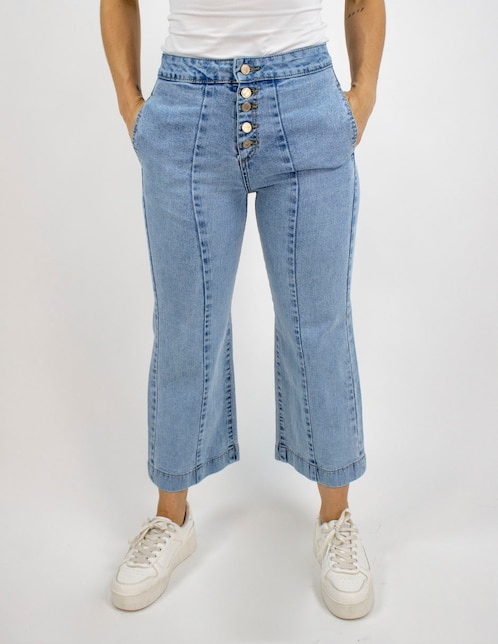 Jeans wide leg cintura para mujer 1