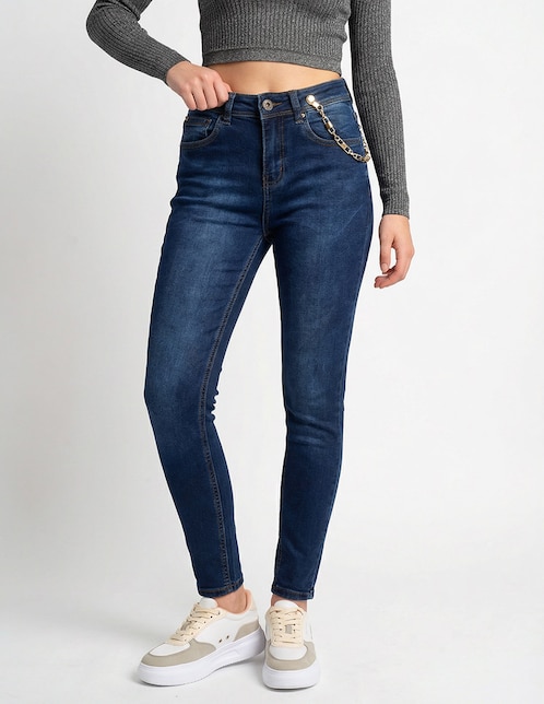 Jeans skinny cintura para mujer 1
