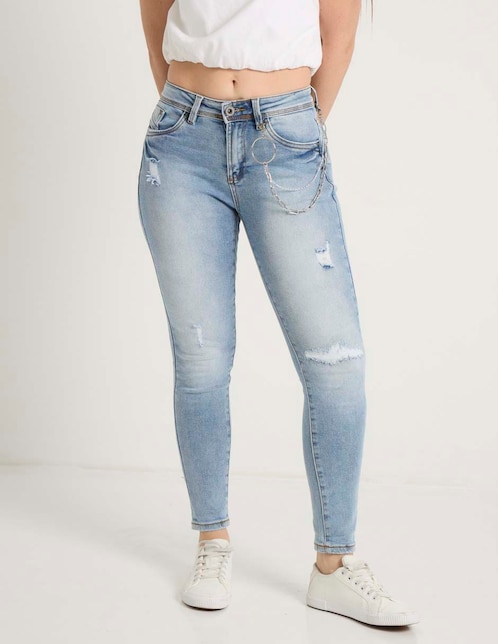 Jeans skinny cintura baja para mujer 1