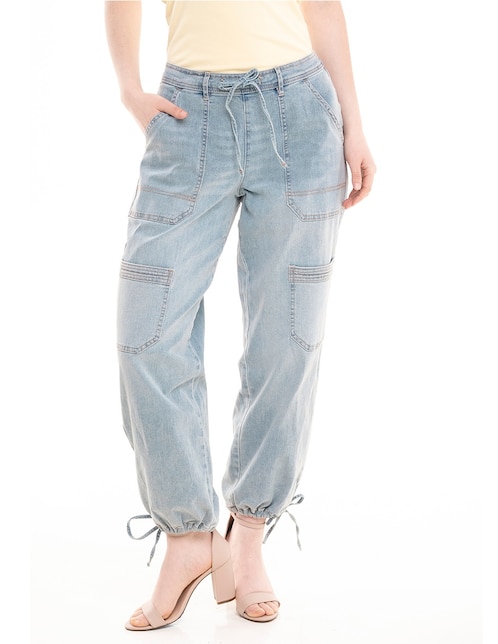 Jeans jogger baggy a la cintura para mujer 1