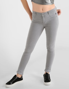 Jeans Skinny Oh Pomp! Lavado Obscuro Corte Cintura Para Mujer