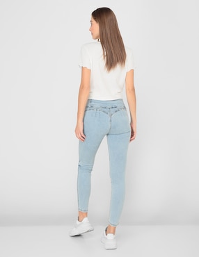 Jeans skinny Furor lavado desgastado corte cintura para mujer