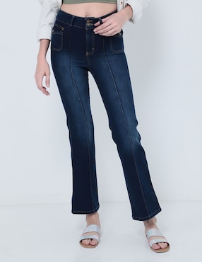 Jeans Flare Oh Pomp Corte Media Cintura Para Mujer