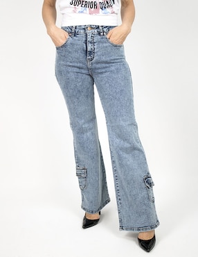 Jeans Wide Leg Furor Corte Cintura Alta Para Mujer