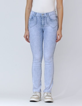 Jeans Skinny Oh Pomp Corte Media Cintura Para Mujer