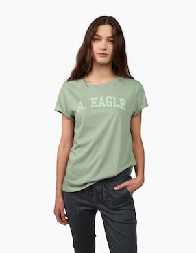 Playera Manga Corta American Eagle Cuello Redondo Para Mujer