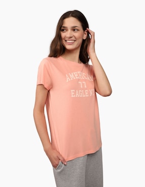 Playera Manga Corta American Eagle Graphic Tee Cuello Redondo Para Mujer