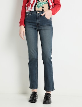 Jeans Straight Oggi Corte Cintura Para Mujer