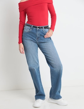 Jeans Straight Oggi Corte Cintura Para Mujer