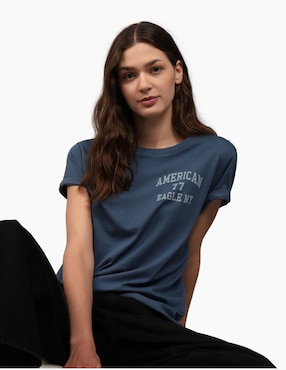 Playera Manga Corta American Eagle Value Branded T-Shirt Cuello Redondo Para Mujer