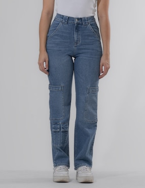 Jeans Straight Oh Pomp! Corte Media Cintura Para Mujer