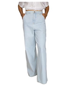 Jeans Wide Leg Furor Corte Media Cintura Para Mujer