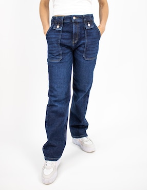 Jeans Straight Furor Corte Media Cintura Para Mujer