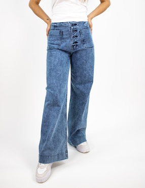 Jeans Wide Leg Furor Corte Media Cintura Para Mujer