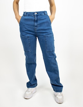 Jeans Straight Furor Corte Media Cintura Para Mujer