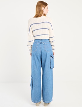 Jeans cargo wide leg Oggi para mujer