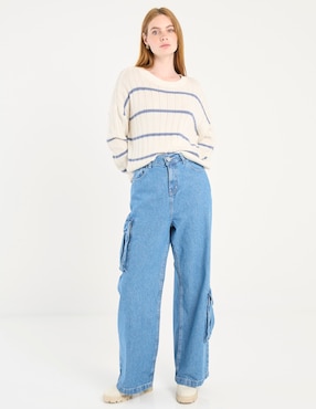 Jeans cargo wide leg Oggi para mujer