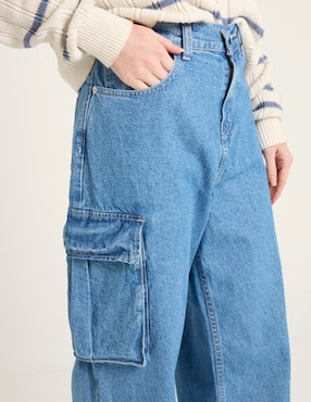 Jeans cargo wide leg Oggi para mujer
