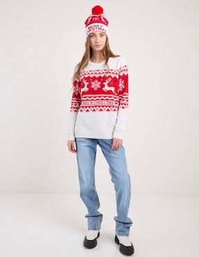 Suéter navideño Nyd cuello redondo para mujer