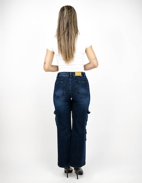 Jeans cargo wide leg Furor para mujer