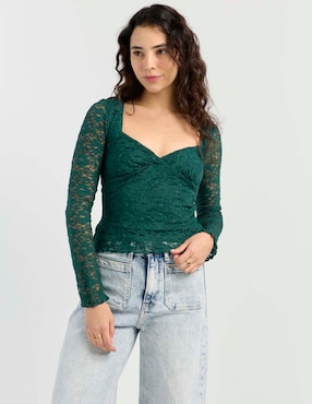 Blusa Madden Girl manga larga para mujer