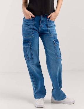 Jeans cargo wide leg Furor para mujer