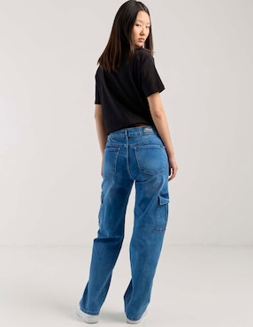 Jeans cargo wide leg Furor para mujer