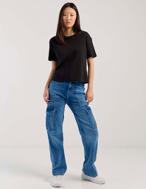 Jeans cargo wide leg Furor para mujer