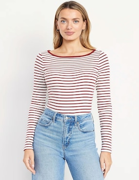 Playera manga larga Old Navy cuello ojal para mujer