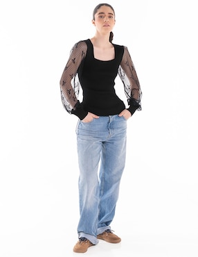 Blusa Madden Girl manga larga para mujer