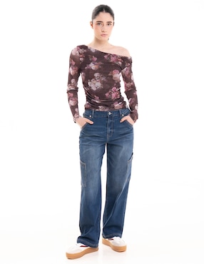 Jeans straight a la cintura para mujer