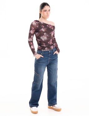 Jeans straight a la cintura para mujer