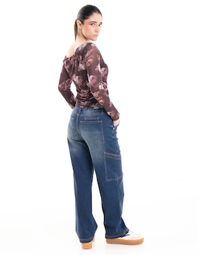 Jeans straight a la cintura para mujer